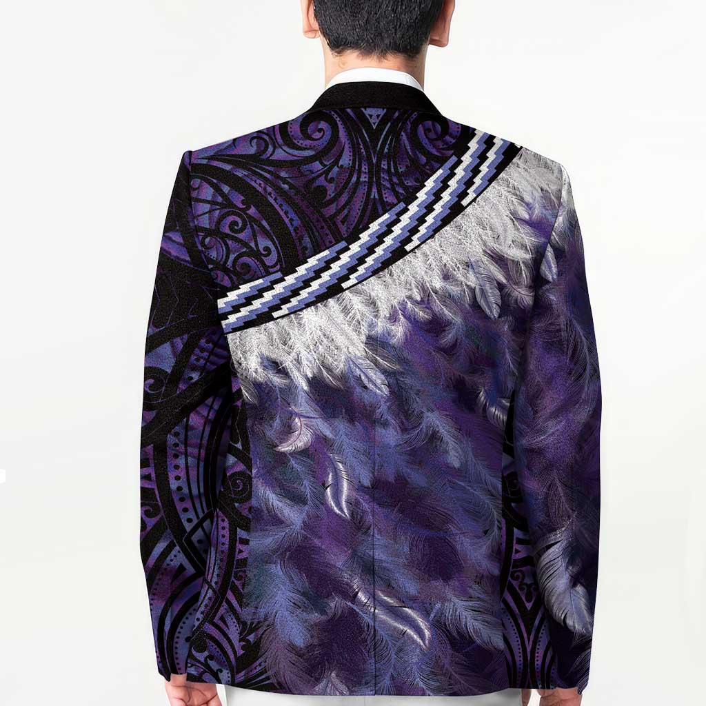 Purple Traditional Cloak Aotearoa Blazer Maori Paua Shell Korowai Pattern - Polynesian Pride