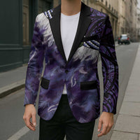 Purple Traditional Cloak Aotearoa Blazer Maori Paua Shell Korowai Pattern - Polynesian Pride