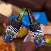 Purple Traditional Cloak Aotearoa 4 in 1 Can Cooler Tumbler Maori Paua Shell Korowai Pattern