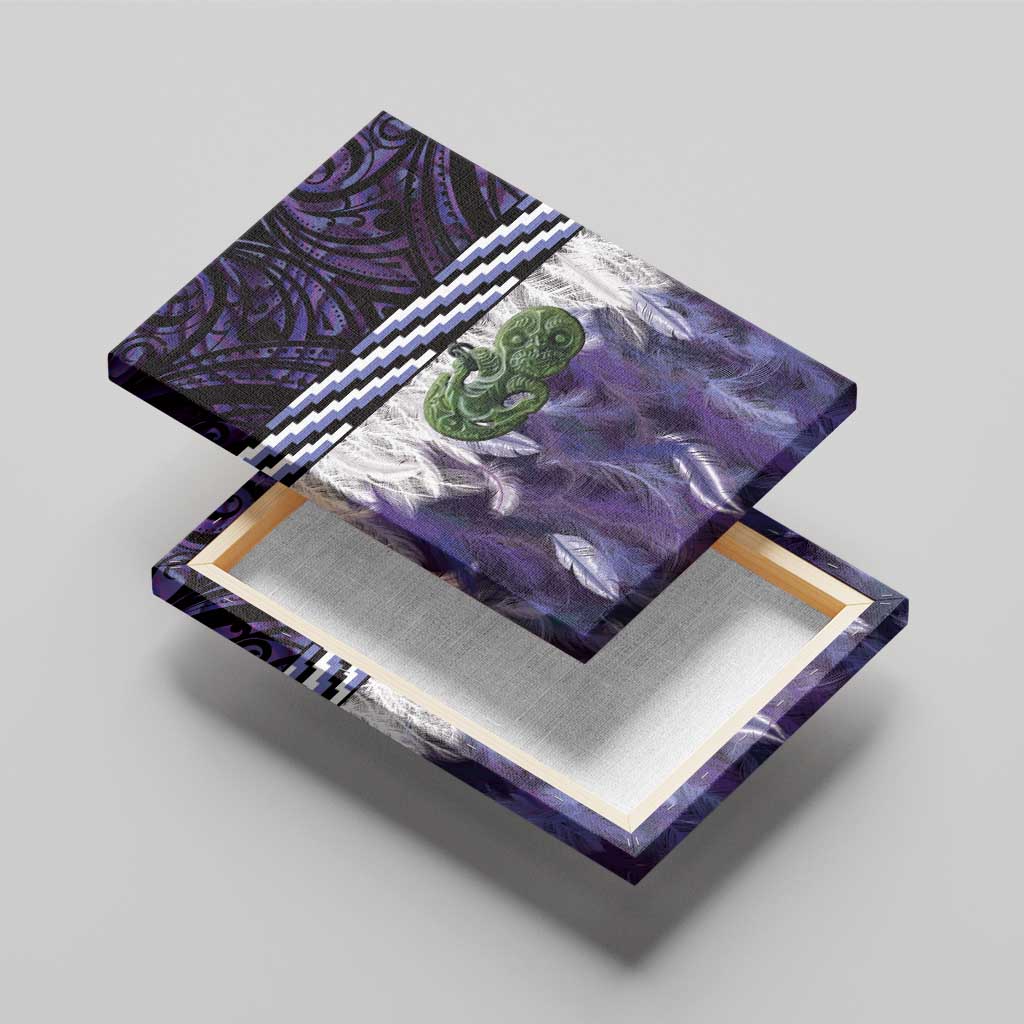 Purple Traditional Cloak Aotearoa Canvas Wall Art Maori Paua Shell Korowai Pattern