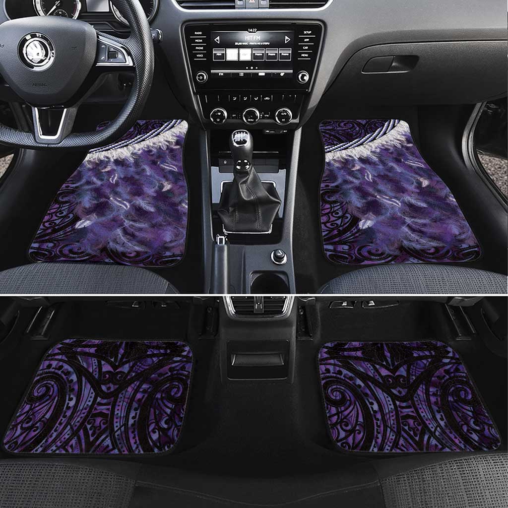 Purple Traditional Cloak Aotearoa Car Mats Maori Paua Shell Korowai Pattern