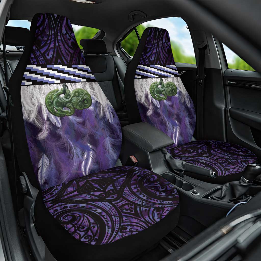 Purple Traditional Cloak Aotearoa Car Seat Cover Maori Paua Shell Korowai Pattern