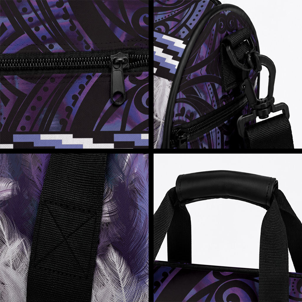 Purple Traditional Cloak Aotearoa Duffle Bag Maori Paua Shell Korowai Pattern LT14 - Polynesian Pride
