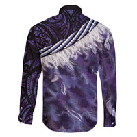 Purple Traditional Cloak Aotearoa Family Matching Long Sleeve Bodycon Dress and Hawaiian Shirt Maori Paua Shell Korowai Pattern LT14 - Polynesian Pride