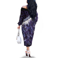 Purple Traditional Cloak Aotearoa Family Matching Off The Shoulder Long Sleeve Dress and Hawaiian Shirt Maori Paua Shell Korowai Pattern