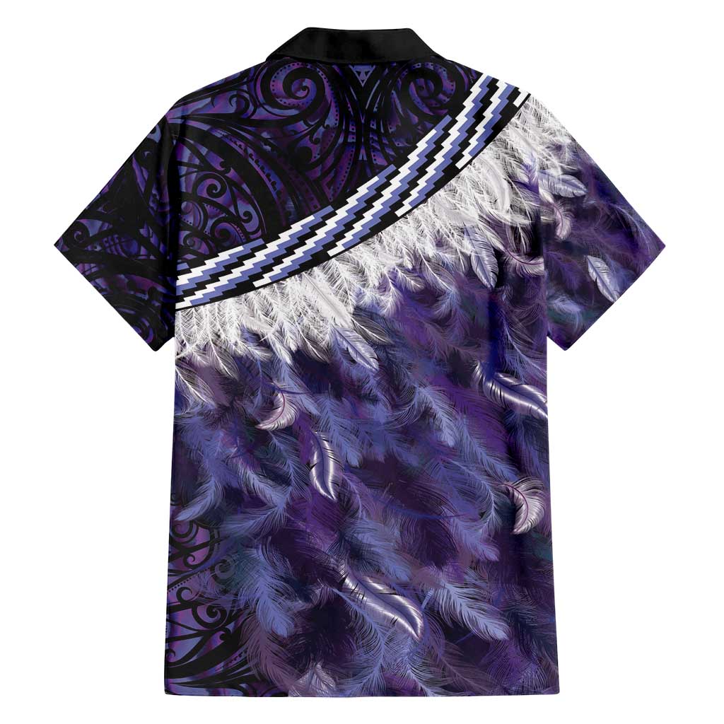Purple Traditional Cloak Aotearoa Family Matching Off Shoulder Short Dress and Hawaiian Shirt Maori Paua Shell Korowai Pattern