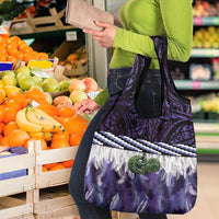 Purple Traditional Cloak Aotearoa Grocery Bag Maori Paua Shell Korowai Pattern