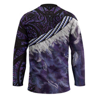 Purple Traditional Cloak Aotearoa Hockey Jersey Maori Paua Shell Korowai Pattern - Polynesian Pride