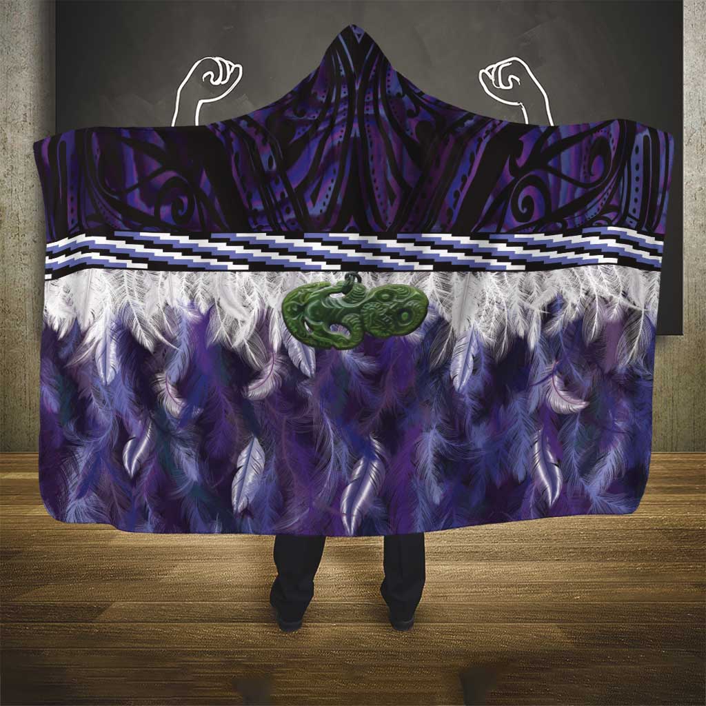 Purple Traditional Cloak Aotearoa Hooded Blanket Maori Paua Shell Korowai Pattern LT14 - Polynesian Pride