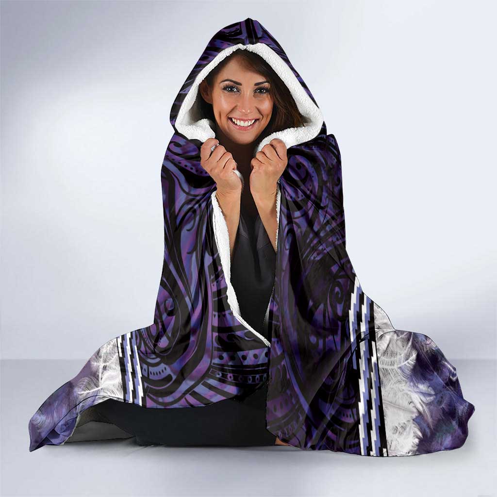 Purple Traditional Cloak Aotearoa Hooded Blanket Maori Paua Shell Korowai Pattern LT14 - Polynesian Pride