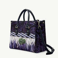 Purple Traditional Cloak Aotearoa Leather Bag Maori Paua Shell Korowai Pattern - Polynesian Pride