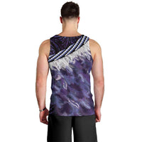 Purple Traditional Cloak Aotearoa Men Tank Top Maori Paua Shell Korowai Pattern