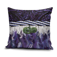 Purple Traditional Cloak Aotearoa Pillow Cover Maori Paua Shell Korowai Pattern - Polynesian Pride