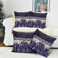 Purple Traditional Cloak Aotearoa Pillow Cover Maori Paua Shell Korowai Pattern - Polynesian Pride