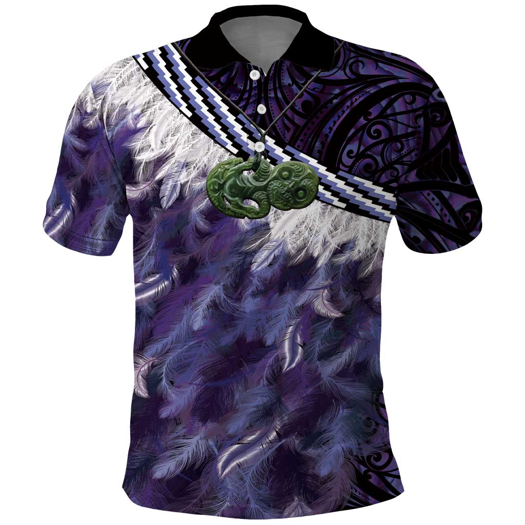 Purple Traditional Cloak Aotearoa Polo Shirt Maori Paua Shell Korowai Pattern