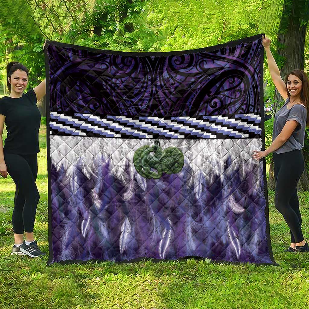 Purple Traditional Cloak Aotearoa Quilt Maori Paua Shell Korowai Pattern