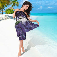 Purple Traditional Cloak Aotearoa Sarong Maori Paua Shell Korowai Pattern