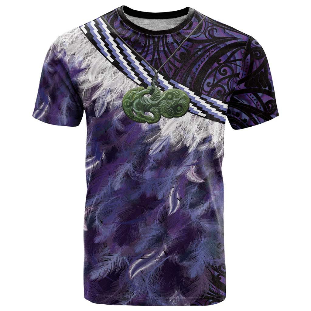 Purple Traditional Cloak Aotearoa T Shirt Maori Paua Shell Korowai Pattern
