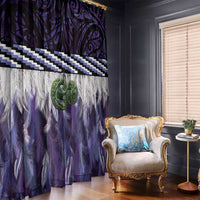 Purple Traditional Cloak Aotearoa Window Curtain Maori Paua Shell Korowai Pattern