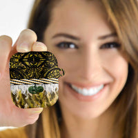 Yellow Traditional Cloak Aotearoa AirPods Case Maori Paua Shell Korowai Pattern - Polynesian Pride