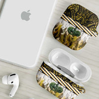 Yellow Traditional Cloak Aotearoa AirPods Case Maori Paua Shell Korowai Pattern - Polynesian Pride