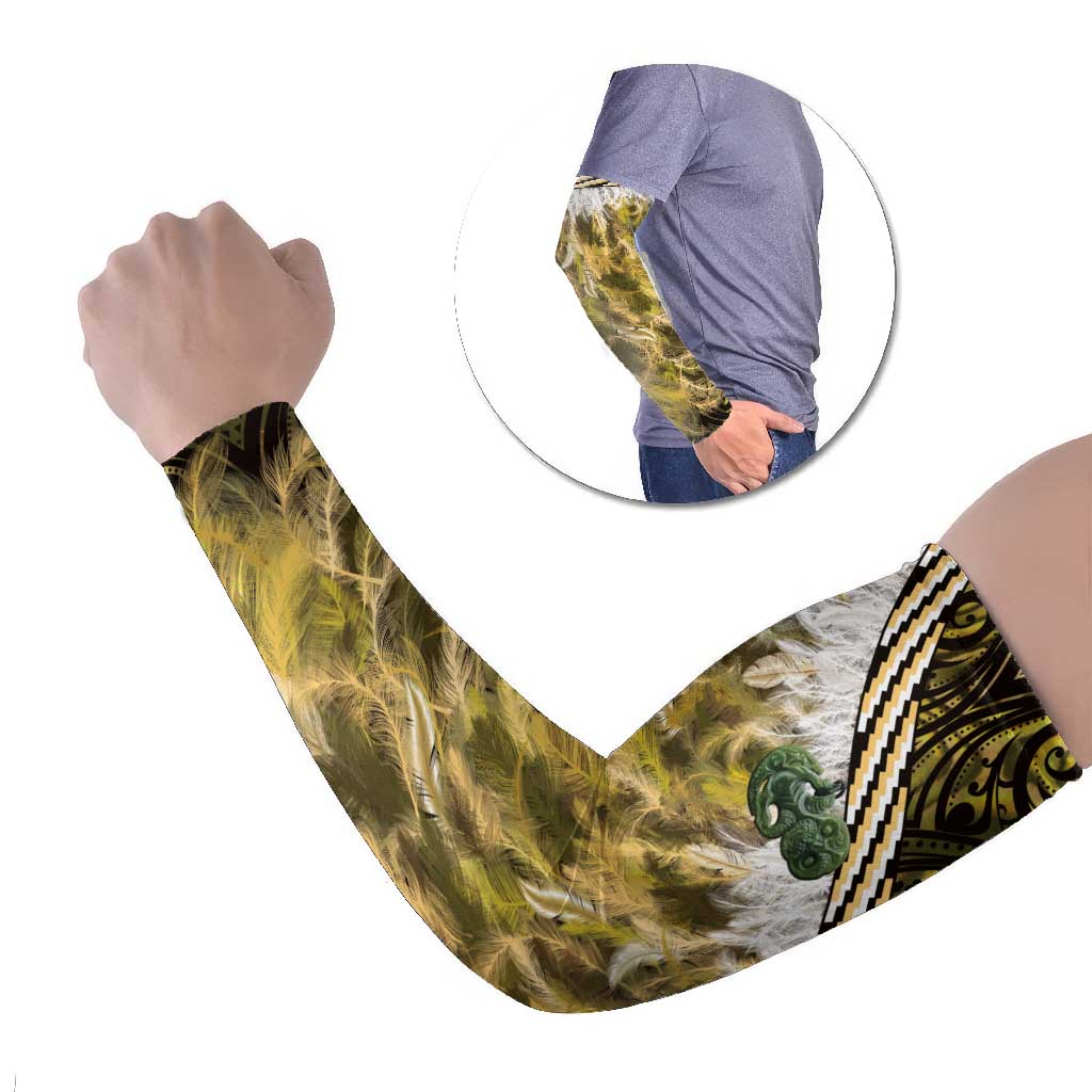 Yellow Traditional Cloak Aotearoa Arm Sleeves Maori Paua Shell Korowai Pattern - Polynesian Pride