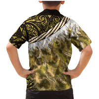 Yellow Traditional Cloak Aotearoa Family Matching Mermaid Dress and Hawaiian Shirt Maori Paua Shell Korowai Pattern