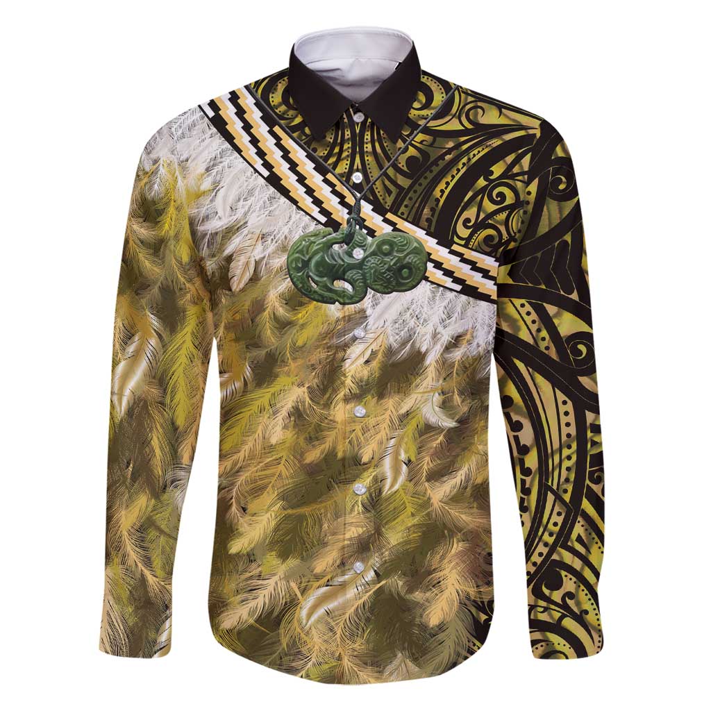 Yellow Traditional Cloak Aotearoa Family Matching Summer Maxi Dress and Hawaiian Shirt Maori Paua Shell Korowai Pattern