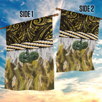 Yellow Traditional Cloak Aotearoa Garden Flag Maori Paua Shell Korowai Pattern