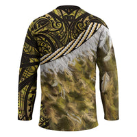 Yellow Traditional Cloak Aotearoa Hockey Jersey Maori Paua Shell Korowai Pattern - Polynesian Pride