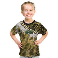 Yellow Traditional Cloak Aotearoa Kid T Shirt Maori Paua Shell Korowai Pattern LT14 Yellow - Polynesian Pride