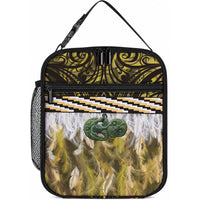 Yellow Traditional Cloak Aotearoa Lunch Bag Maori Paua Shell Korowai Pattern LT14 10.2 × 8.3 × 4.3 inch Yellow - Polynesian Pride