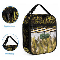 Yellow Traditional Cloak Aotearoa Lunch Bag Maori Paua Shell Korowai Pattern LT14 - Polynesian Pride