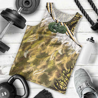 Yellow Traditional Cloak Aotearoa Men Tank Top Maori Paua Shell Korowai Pattern