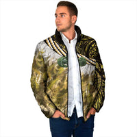 Yellow Traditional Cloak Aotearoa Padded Jacket Maori Paua Shell Korowai Pattern - Polynesian Pride