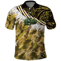 Yellow Traditional Cloak Aotearoa Polo Shirt Maori Paua Shell Korowai Pattern LT14 Yellow - Polynesian Pride
