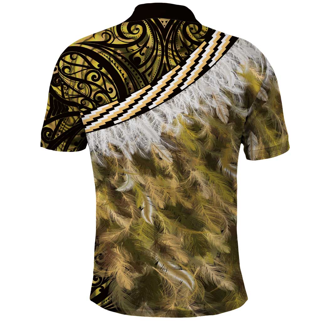 Yellow Traditional Cloak Aotearoa Polo Shirt Maori Paua Shell Korowai Pattern LT14 - Polynesian Pride
