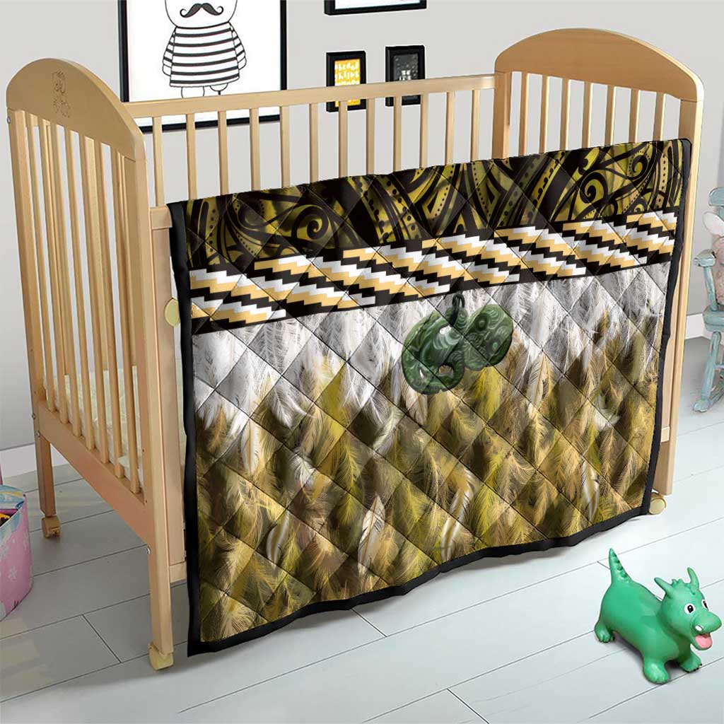 Yellow Traditional Cloak Aotearoa Quilt Maori Paua Shell Korowai Pattern