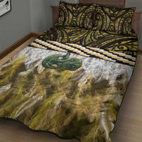 Yellow Traditional Cloak Aotearoa Quilt Bed Set Maori Paua Shell Korowai Pattern