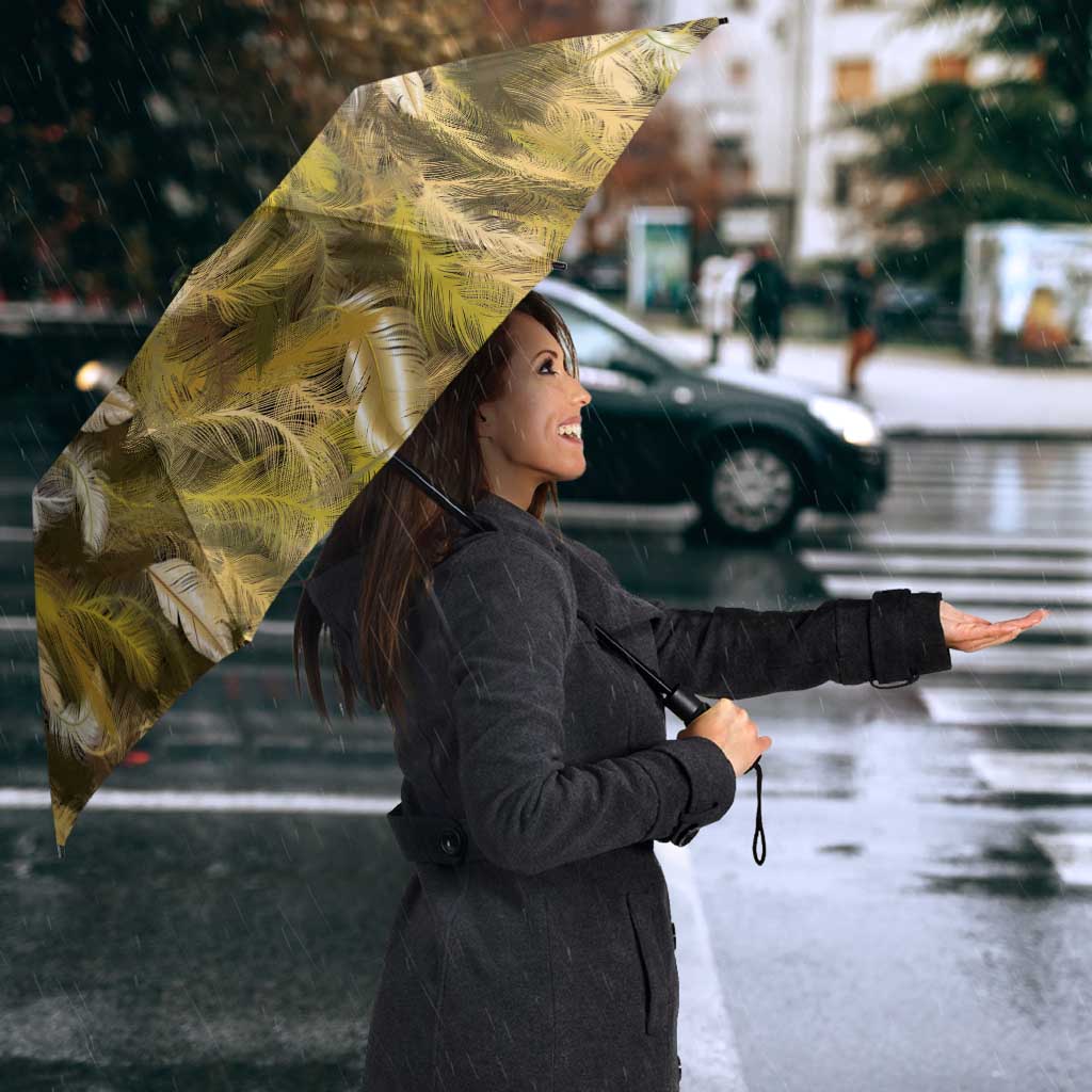 Yellow Traditional Cloak Aotearoa Umbrella Maori Paua Shell Korowai Pattern - Polynesian Pride