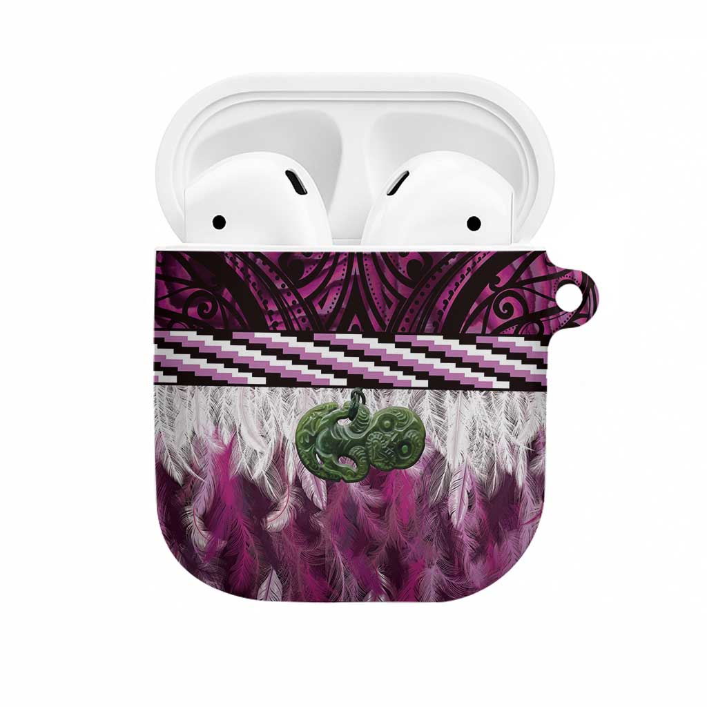 Pink Traditional Cloak Aotearoa AirPods Case Maori Paua Shell Korowai Pattern - Polynesian Pride