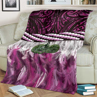 Pink Traditional Cloak Aotearoa Blanket Maori Paua Shell Korowai Pattern