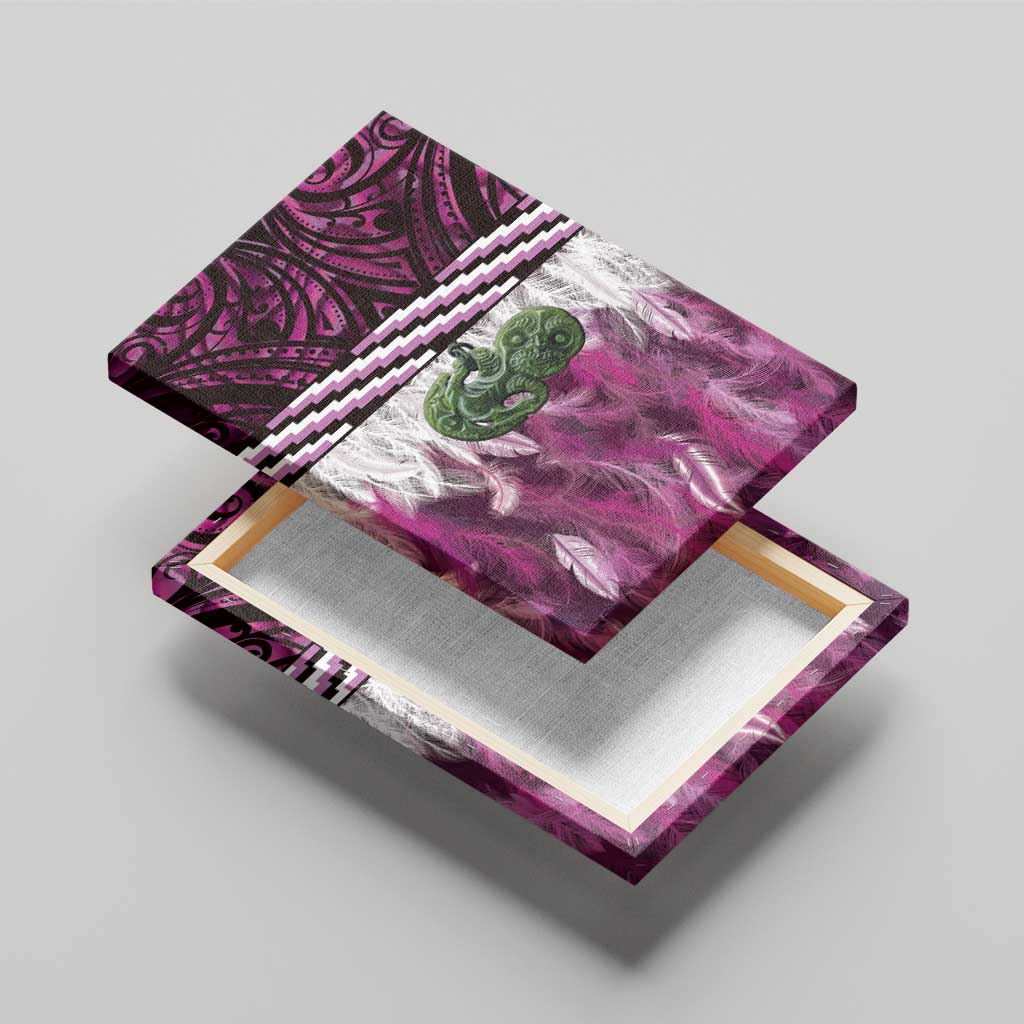 Pink Traditional Cloak Aotearoa Canvas Wall Art Maori Paua Shell Korowai Pattern