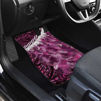 Pink Traditional Cloak Aotearoa Car Mats Maori Paua Shell Korowai Pattern