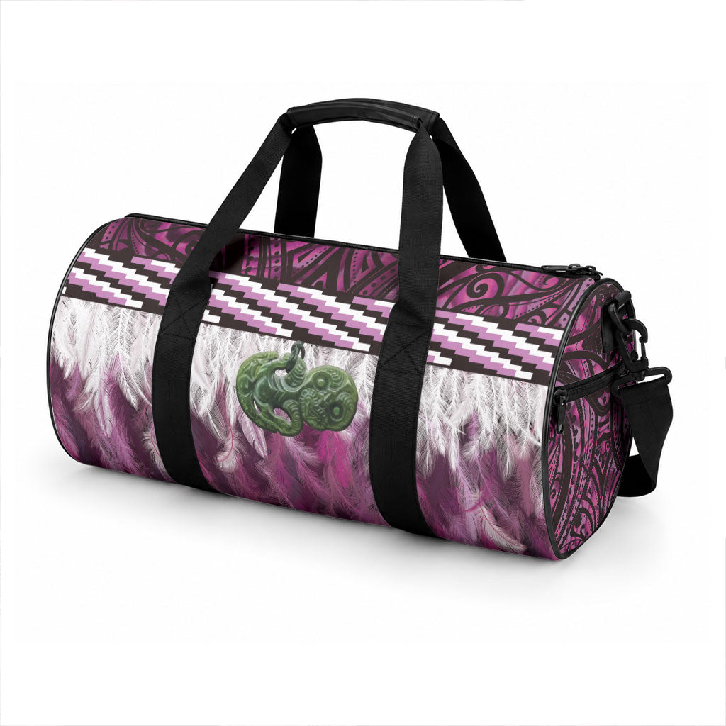 Pink Traditional Cloak Aotearoa Duffle Bag Maori Paua Shell Korowai Pattern LT14 - Polynesian Pride