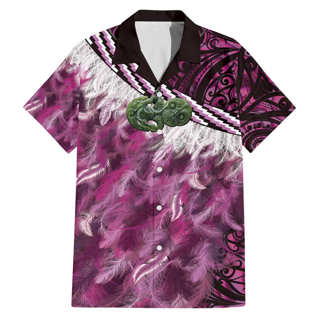 Pink Traditional Cloak Aotearoa Family Matching Mermaid Dress and Hawaiian Shirt Maori Paua Shell Korowai Pattern