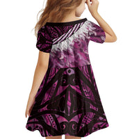Pink Traditional Cloak Aotearoa Family Matching Off Shoulder Short Dress and Hawaiian Shirt Maori Paua Shell Korowai Pattern