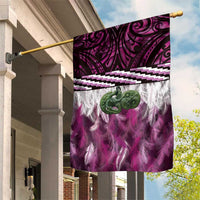 Pink Traditional Cloak Aotearoa Garden Flag Maori Paua Shell Korowai Pattern