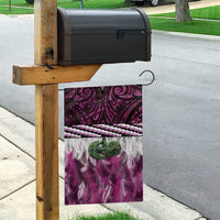 Pink Traditional Cloak Aotearoa Garden Flag Maori Paua Shell Korowai Pattern