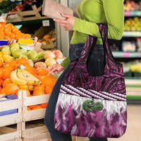 Pink Traditional Cloak Aotearoa Grocery Bag Maori Paua Shell Korowai Pattern